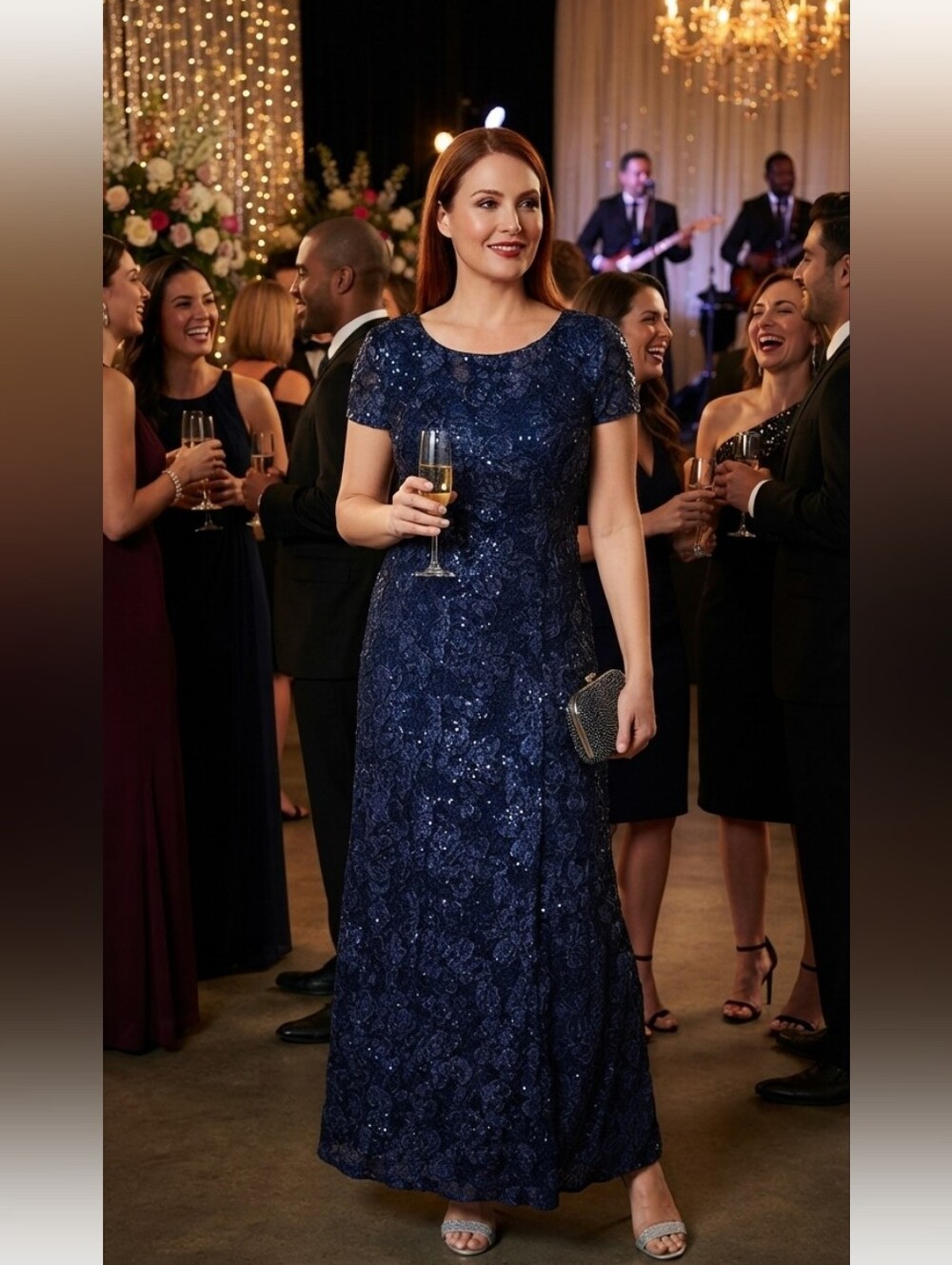 Alex Evenings Deep Navy Maxi Dress Size 12 NWT